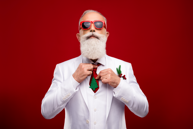 stylish white beard santa